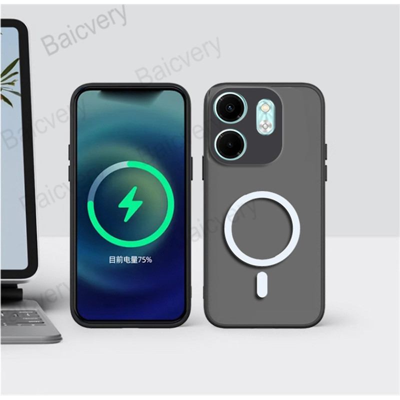 ปลอกสําหรับ Infinix Smart 9 X6532 Hot 50i X6531 X6531B สติกเกอร์แม่เหล็ก Matte TPU ป้องกันกันกระแทก