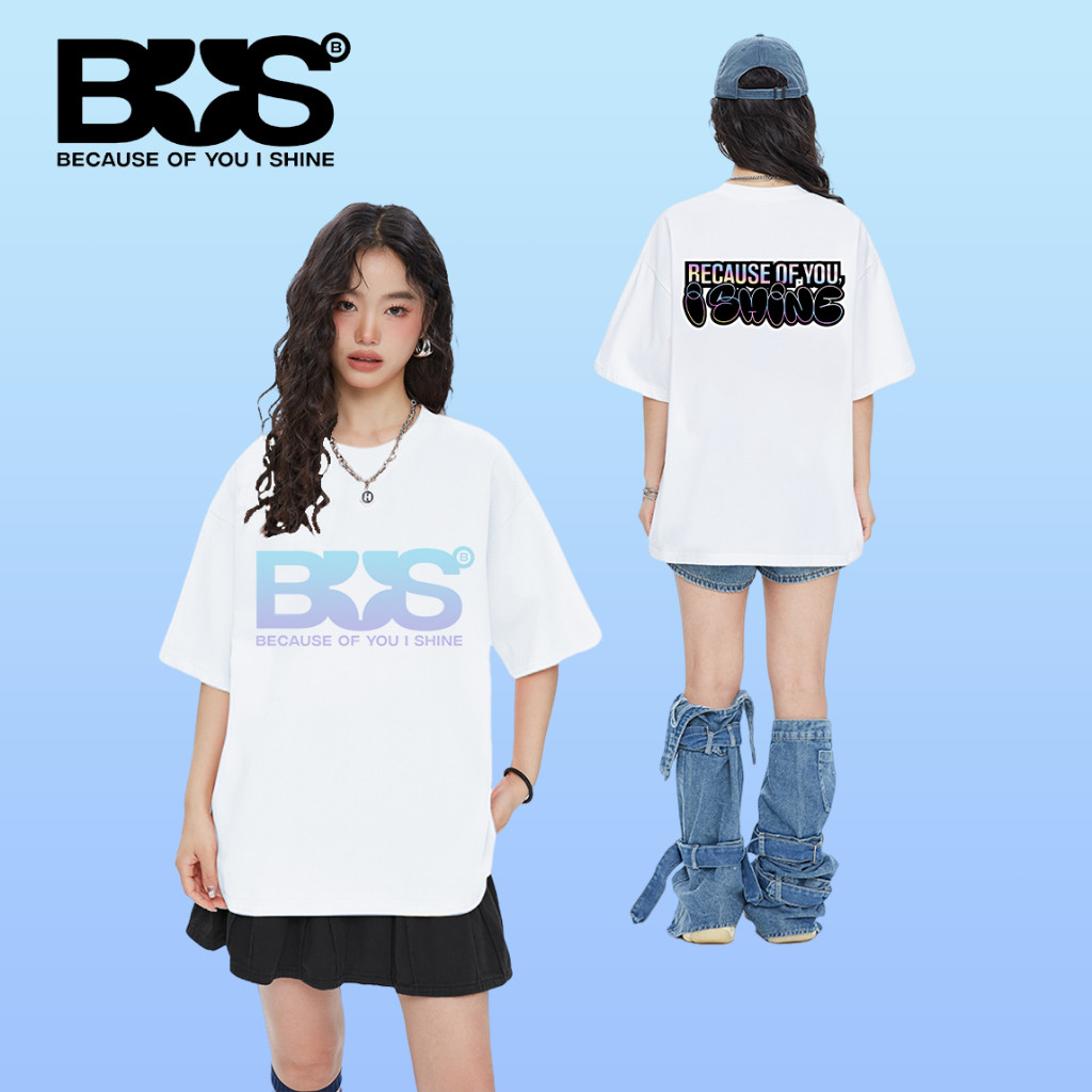 [พร้อมส่ง] ใหม่ ()เสื้อ BUS because of you i shine T-shirt ผ้าCotton 100% ชาย ใส่สบาย ไม่หด ไม่ย้