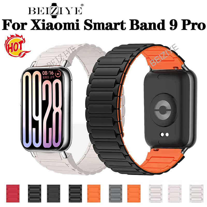 สายซิลิโคนสําหรับ Xiaomi Band 9 Pro สมาร์ทนาฬิกา Magnetic Loop เปลี่ยนสร้อยข้อมือสําหรับ Xiaomi Smart Band 9 Pro สายรัดข้อมือสร้อยข้อมืออุปกรณ์เสริม