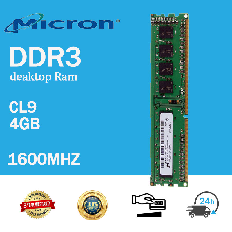 Micron 4gb 1rx8 Pc3-12800U Ddr3 1600Mhz 240Pin Dimm Ram หน่วยความจําเดสก์ท็อป Ramคอมพิวเตอร์