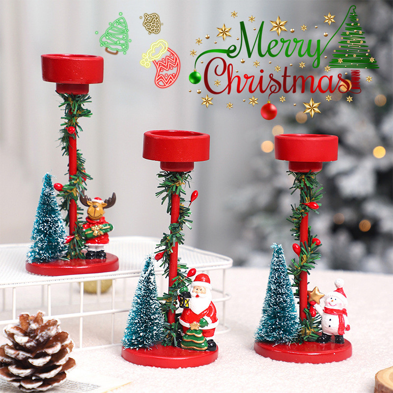 เชิงเทียนคริสต์มาส ตกแต่งคริสต์มาส 16.5X7cm ตกแต่งโต๊ะคริสต์มาส สําหรับตกแต่งบ้าน(ไม่รวมเทียน)