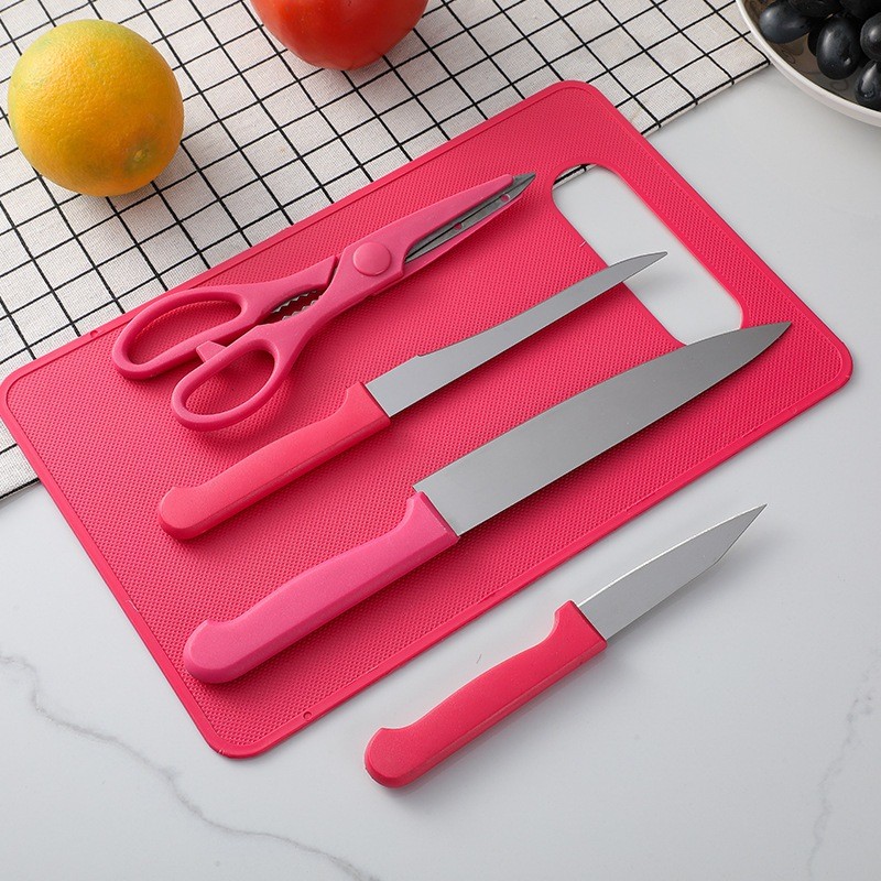 ชุดมีดสแตนเลสสำหรับใช้ในครัว มีดผลไม้ กรรไกร ชุดเขียงพร้อมกระดาษตัด - รูปที่ 2