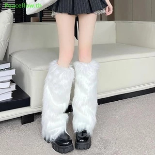 Peacellow สีขาว Faux ขาอุ่น Boot ครอบคลุม Y2K Goth ถุงเท้าขา Punk เข่ายาวแฟชั่นถุงเท้าอบอุ่น TH