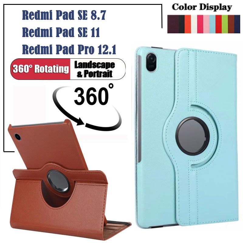 เคสฝาพับ หมุนได้360 องศาหมุน สําหรับ xiaomi Pad Pro 12.1 Pad 6s Pro 12.4 redmi Pad SE 8.7 11 เคสหนัง มีช่องใส่ปากกา