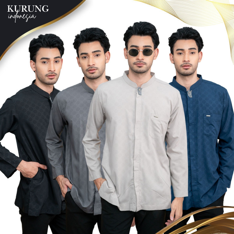 เสื้อคอจีน แบรนด์ al-luthfi กระดุมซ่อน ผ้าลายในตัวสุดพรีเมี่ยม สวมใส่แล้วดูสมาร์ท BT28วาริสมุสลิม