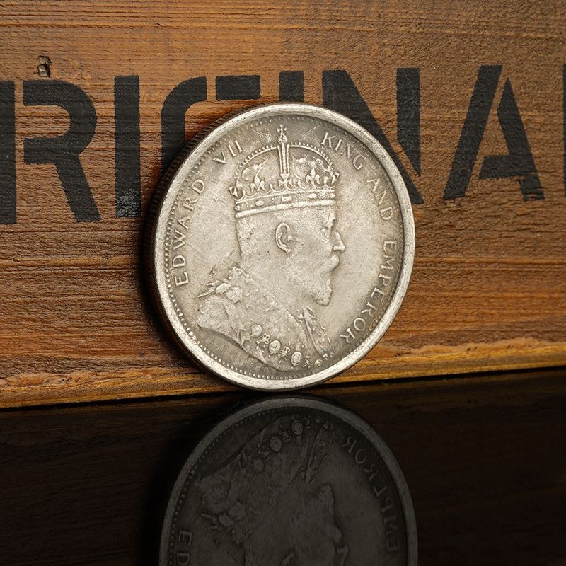 1904 British King Edward 7th เหรียญเงินที่ระลึกเงิน Dollar Hong Kong One Dollar Silver Round Coin Co