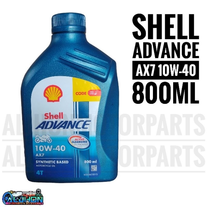 ขายยกลัง น้ำมันเครื่องรถมอเตอร์ไซต์ กึ่งสังเคราะห์ Shell 4T AX7 10W-40  ขนาด 0.8 ลิตร