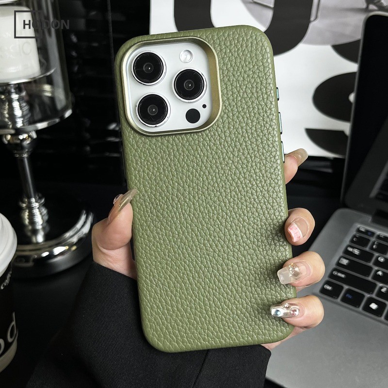 Hodon หรูหราแม่เหล็กหนังเคสโทรศัพท์สําหรับ IPhone 16 15 14 13 12 Pro Max ขนาดใหญ่รูกันกระแทกกรณี