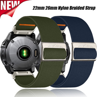 22 มม.26 มม.สายรัดถักไนลอนสําหรับ Garmin Fenix 5 5X Plus 3 3HR/Epix 7X Solar/6X 6Pro Forerunner 935 945 นาฬิกาอุปกรณ์เสริม