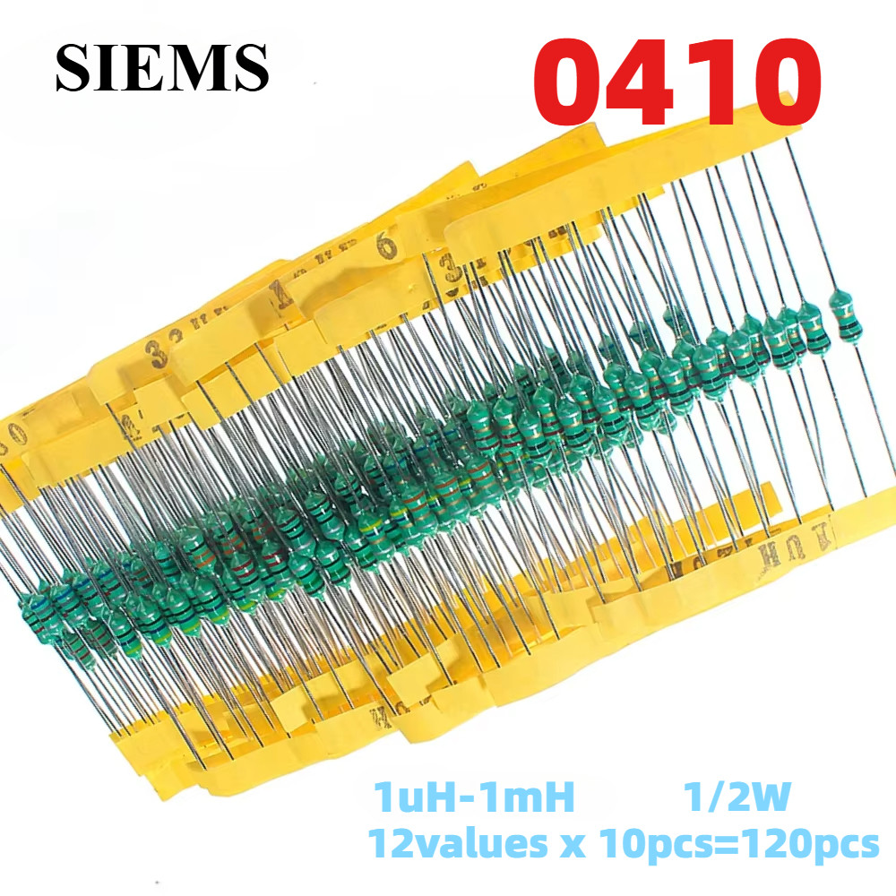 0410 Inductors แหวนชุด 1/2W 1uH -1mH 12values Assorted Kit 1/2W Inductor แพคเกจ 120 ชิ้น 1uH 4.7uH 6