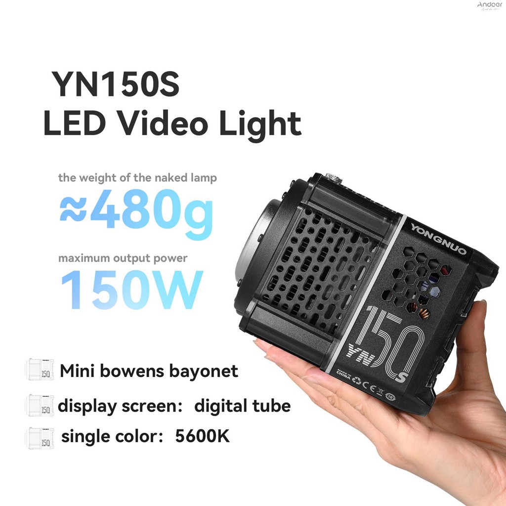 Yongnuo YN150s แบบพกพา 150W ไฟ LED วิดีโอการถ่ายภาพเติมแสง 5600K COB ไฟสตูดิโอ CRI 95 + สําหรับกลางแจ้งในร่มถ่ายทอดสดการบันทึกวิดีโอสินค้าภาพการถ่ายภาพ