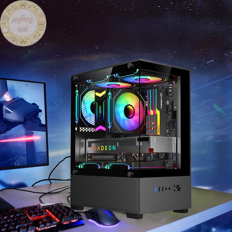 Pured โปร่งใสเดสก์ท็อป PC กรณีคอมพิวเตอร์ Tower สําหรับ M-ATX ITX เมนบอร์ด 240 มม.พัดลม 3.5 นิ้ว Hard Disc ขยายฐาน 2.5 มม. SSD ผู้ถือ TH
