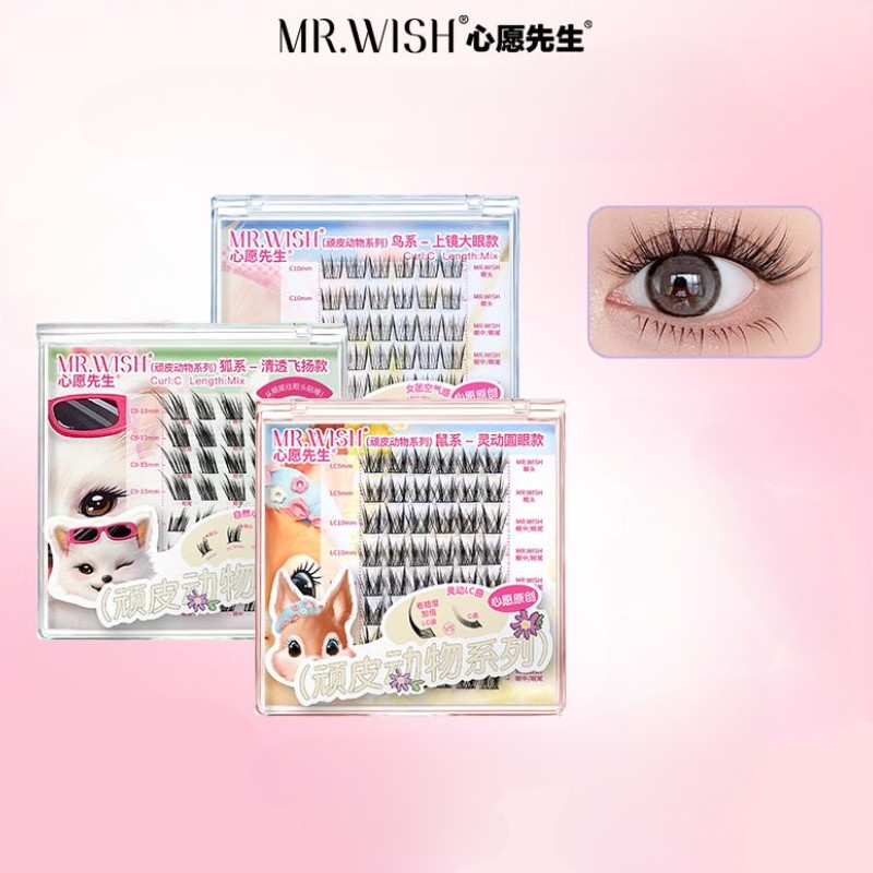 MR WISH ขนตาปลอมมือใหม่ธรรมชาติขี้เกียจขนตาเทียมหนาแบ่งส่วน