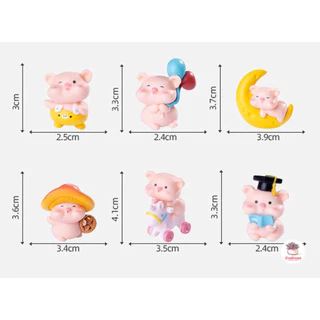 หมูสวนสนุก [ เซต 6 ชิ้น ] ตุ๊กตาจิ๋ว โมเดลจิ๋ว แต่งสวน ตุ๊กตาแต่งสวนจิ๋ว ตุ๊กตาจัดสวนถาด