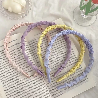 ที่คาดผมผ้าซาตินแบบย่น สีพาสเทลสดใส🌈⭐️(M0073)