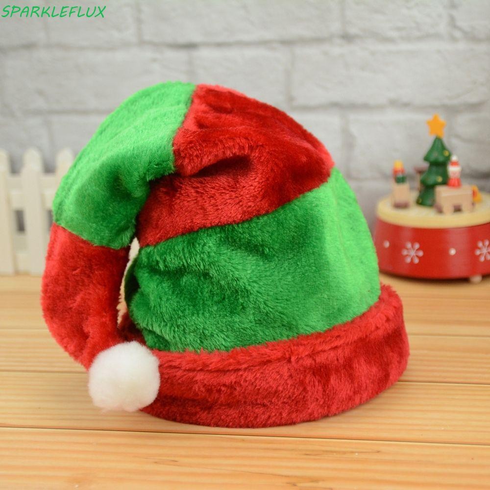 Sparkleflux ผู้หญิงคริสต์มาสหมวกน่ารัก Beanies Santa Claus Elk Snowman Plush Ball หมวกกํามะหยี่