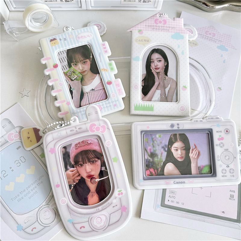 โทรศัพท์รูป 3 นิ้วผู้ถือบัตร Photocard Protector พวงกุญแจจี้