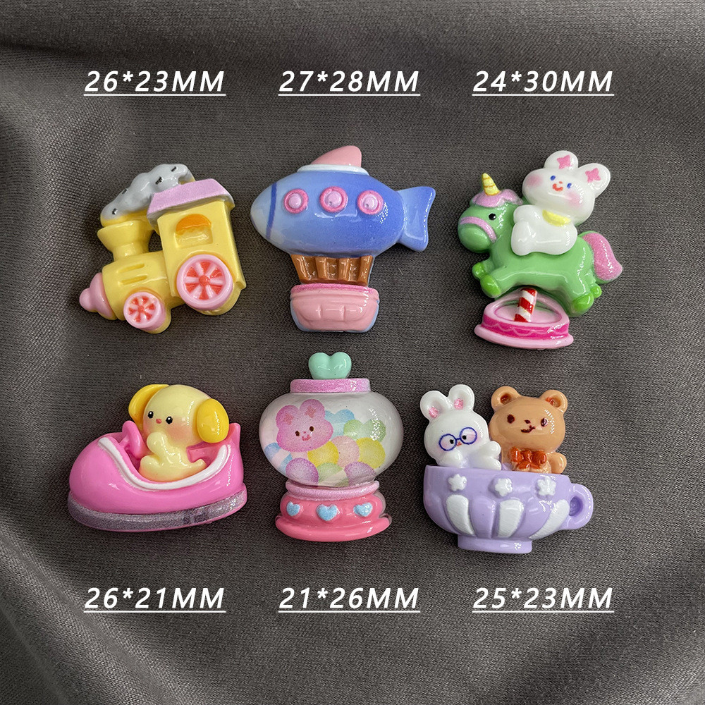 [4 @] สําหรับ Jibbitz Crocs Amusement Park ชุดของเล่นการ์ตูนเรซิ่นเครื่องประดับ diy เคสโทรศัพท์ครีมกาว Handmade กิ๊บติดผมขนาดเล็ก Patch FP