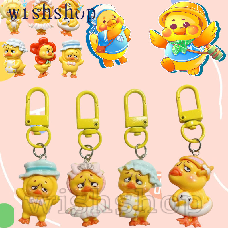 พวงกุญแจ-ของขวัญเสน่ห์ตลก-สําหรับรถยนต์ตกแต่งกระเป๋าเป้สะพายหลัง-พวงกุญแจอุปกรณ์เสริม-การ์ตูนสีเหลืองอนุนวยเป็ดจี้-พวงกุญแจเป็ดน่ารักอัพเซ็ต-คู่พวงกุ