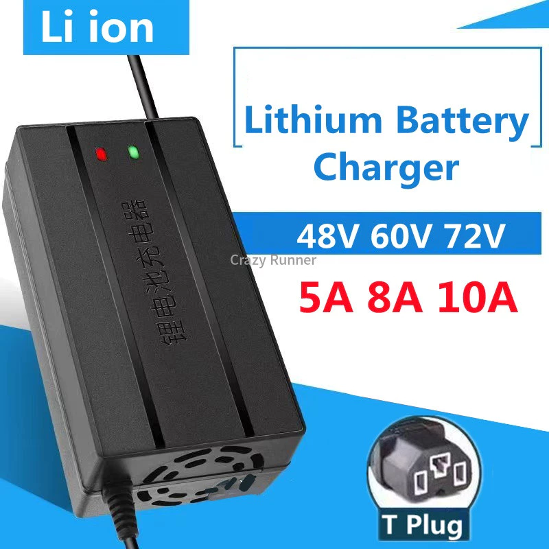【Li Ion Charger 】ที่ชาร์จแบตเตอรี่ลิเธียม 48V 60V 72V 5A 8A 10A พร้อมพัดลม สําหรับรถจักรยานไฟฟ้า สกูตเตอร์ LiFePo4 54.6V 58.4V 58.8V 67.2V 71.4V 73V 84V