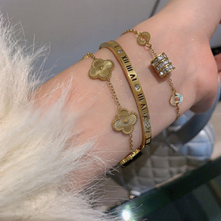 ไทเทเนียมเหล็กไม่ชุบตัวอักษรโรมันเอวเล็กฝังทองเพทายสร้อยข้อม…