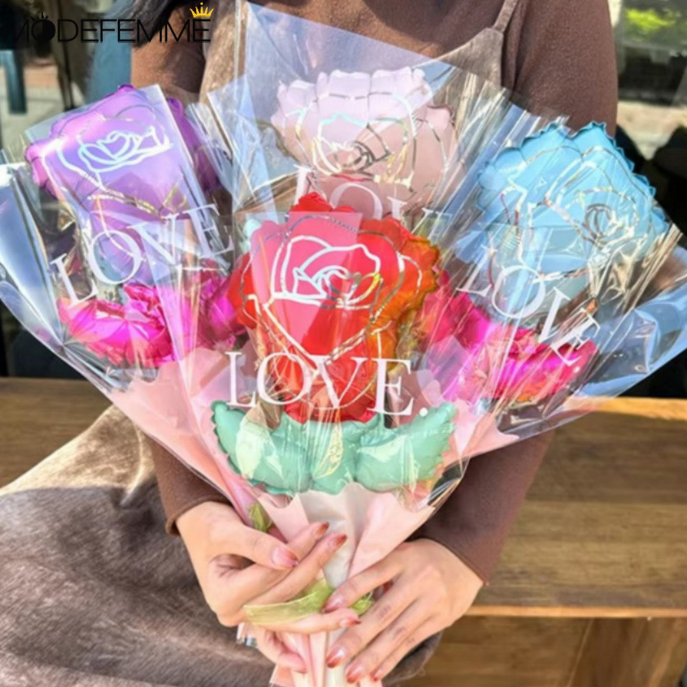 [โดดเด่น] ลูกโป่งช่อดอกไม้ดอกกุหลาบ - ตกแต่งงานเลี้ยงวันเกิดงานแต่งงาน - เครื่องประดับวันวาเลนไทน์ - อุปกรณ์ประกอบฉากจัดบ้าน - ลูกโป่งฟอยล์อลูมิเ