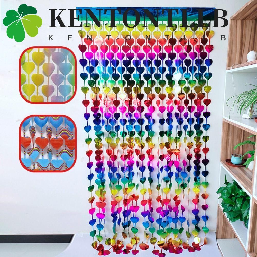 Kentontllb ม่านฝนหัวใจ, PET 1m2m ผ้าม่านปาร์ตี้, ม่านฟอยล์ รูปหัวใจสีสันสดใส Glitter พื้นหลังผ้าม่านตกแต่งงานแต่งงาน