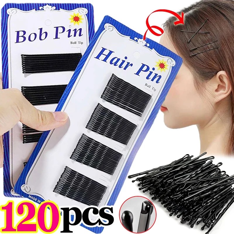 กิ๊บติดผมสีดํา - กิ๊บติดผมด้ามหยักโลหะ - ที่มองไม่เห็น BB จัดแต่งทรงผม Bobby Pins - สําหรับผู้หญิงสาวเลดี้