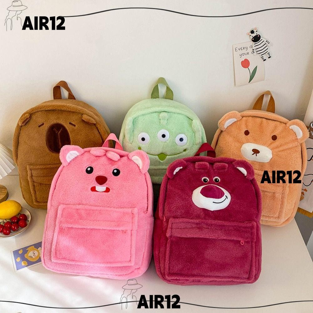 Air12 กระเป๋าเป้สะพายหลังโรงเรียน, Cinnamoroll Loopy Sanrio Plush กระเป๋าเป้สะพายหลัง, น่ารัก Hello Kitty ความจุขนาดใหญ่ Capybara ตุ๊กตาของเล่นกระเป๋านักเรียน