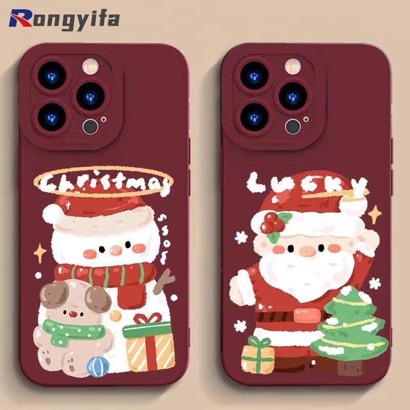 การ์ตูนซานตาคลอสคริสต์มาสเคสโทรศัพท์สําหรับrealme C67 C63 C61 C60 C55 C53 C51 C33 C35 C30 C30S C25 C25S C21Y C25Y C21 C20 C20A C17 Anti-Fallปลอกต้นคริสต์มาสน่ารัก