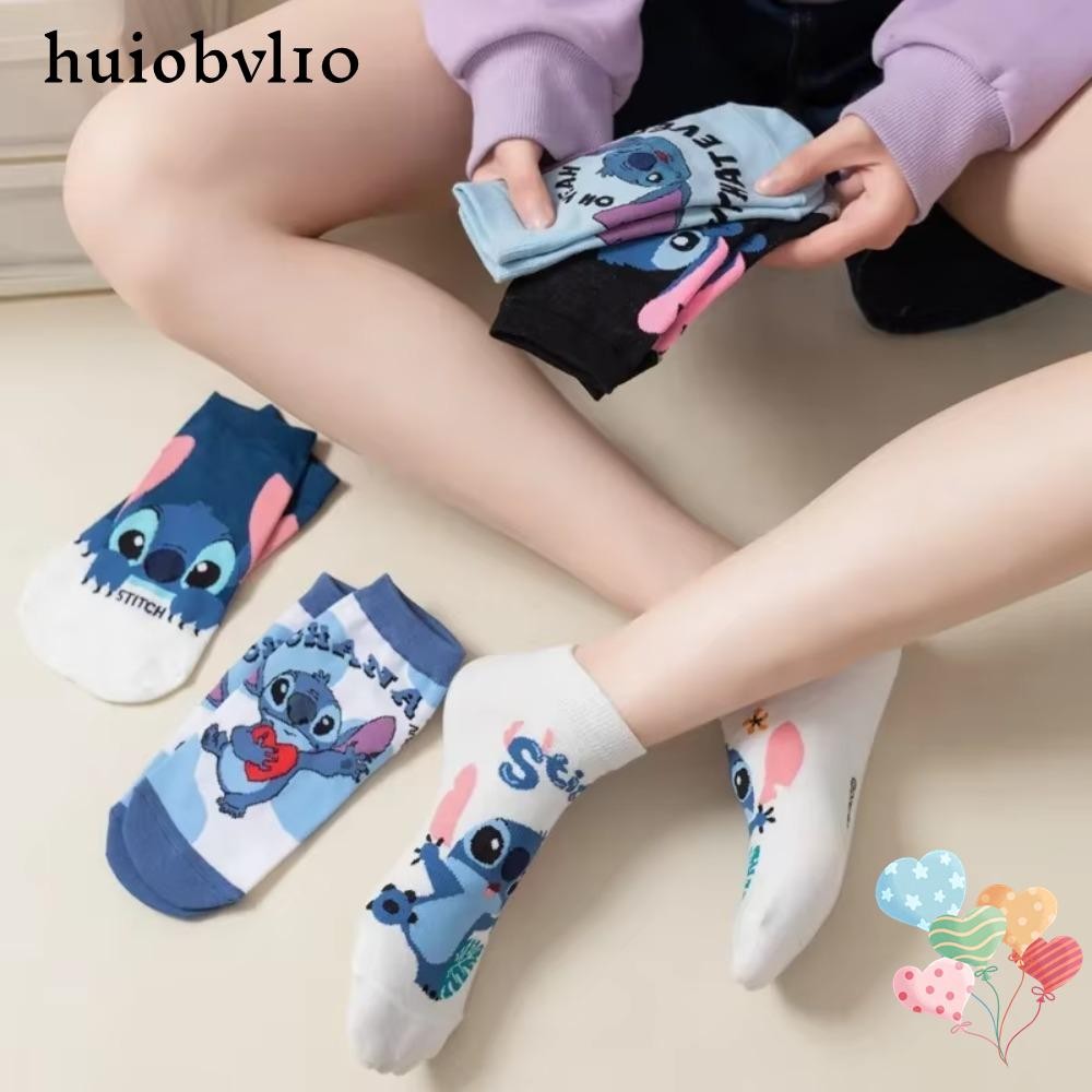 Huiobvl10 การ์ตูนถุงเท้าข้อเท้า, Cinnamoroll Hello Kitty Labubu ถุงเท้าต่ํา, Xmas ของขวัญ Stitch น่ารักสบายๆถุงเท้าสั้นหญิง
