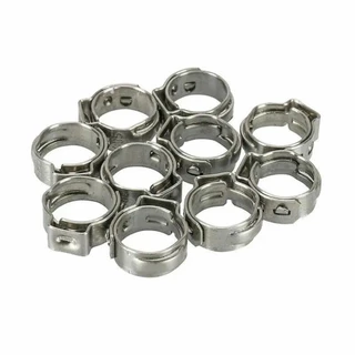 Urlwall 100PCS 304 สแตนเลสสตีลแหวนท่อ Clamps หูเดียวคลิปท่อ Clamp Assortment ชุด 5.3 มม.-15.3 มม.Clamps สําหรับหลอดคลิปน้ํา