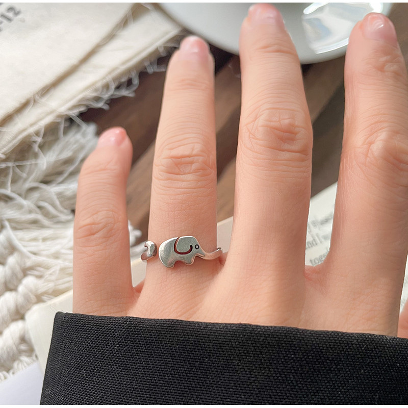 ช้างไม่จางหายซอกที่เรียบง่ายอินเครื่องประดับเฉพาะเปิดแหวนหญิง - รูปที่ 3