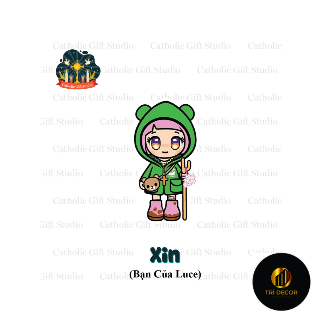 You Luce Keychain 2D Green Annime Hard Pressed Mica คาทอลิกของขวัญ