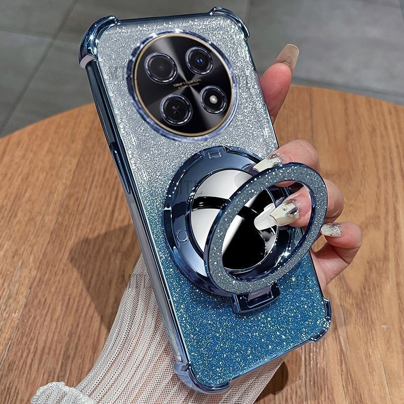 สําหรับ Honor X9C 5G/Honor X9B 5G เคสโทรศัพท์สี่มุมถุงลมนิรภัยกระจกแต่งหน้ามาพร้อมกับเลนส์ฟิล์มป้องกันกรณี