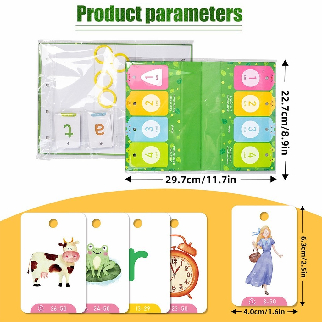 129ใบ การ์ดคำศัพท์ภาษาอังกฤษ บัตรคำศัพท์เด็ก แบบปฏิทิน ฝึกอ่านและอ่านสะกด