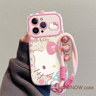 สําหรับiphone 16 15 14 13 12 11 Pro Max X XR XS Max 7 8 Plusการ์ตูนน่ารักKittyดอกไม้เชือกแขวนเคสโทรศัพท์ปกอ่อน