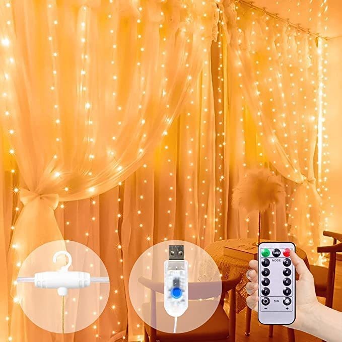 ม่านไฟ Led ม่านสายสตริงไฟ ขนาด 3 ม Led 300 ดวง ปรับได้ 8 โหมด ตกแต่งคริสต์มาส