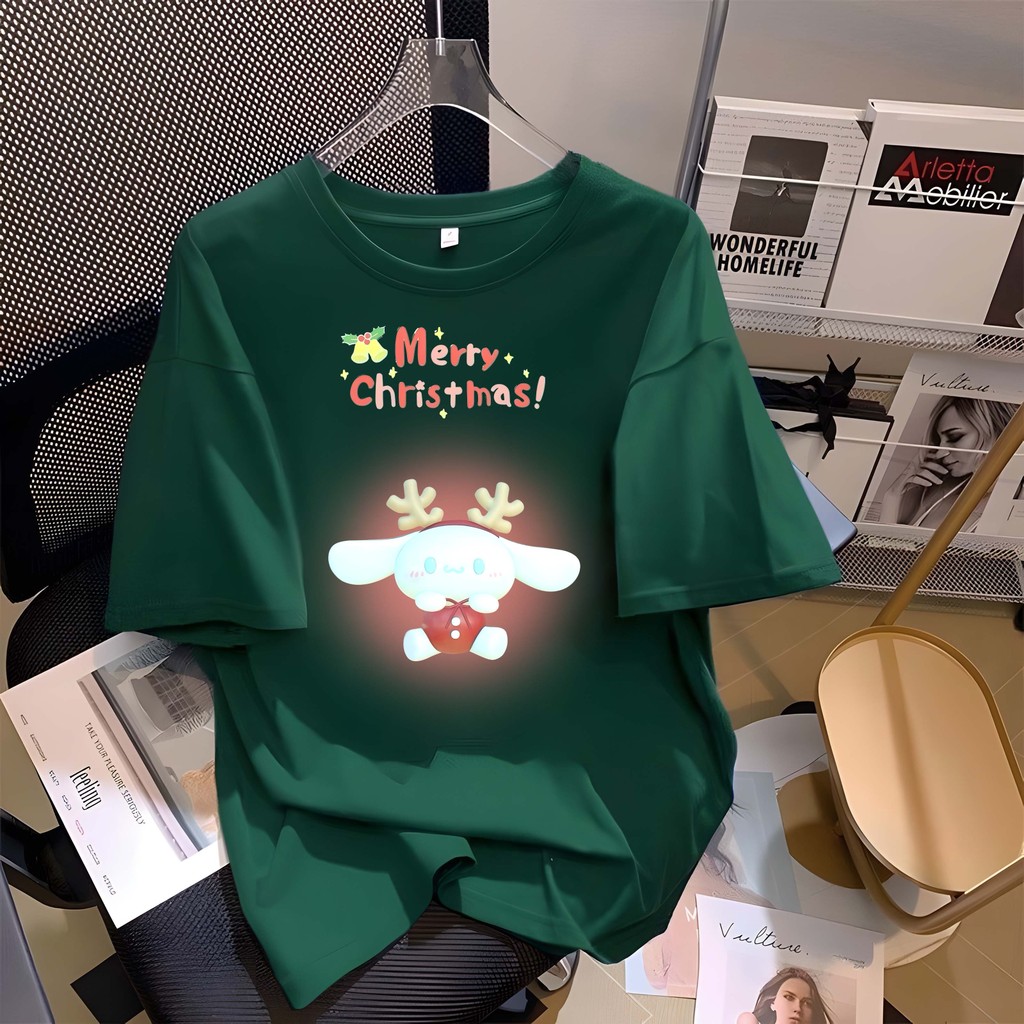 COD (จัดส่งในกรุงเทพฯ) MAO Shop เสื้อยืดลายการ์ตูน Christmas Oversize ผ้าฝ้าย100 การ์ตูนคริสต์มาส S-3XL#100169