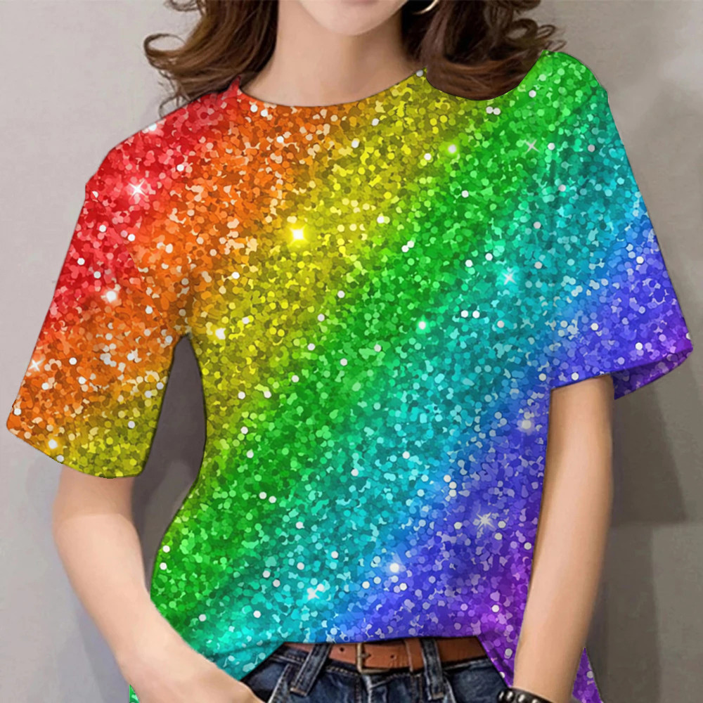 2567lgbtq 3D พิมพ์เสื้อยืดแขนสั้นที่มีสีสันTops Pride Monthแฟชั่นพลัสขนาดผู้หญิงท็อปส์แขนสั้นเสื้อผ้า