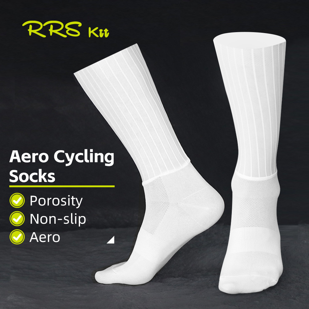 Rrskit Aero ถุงเท้า TPU Anti Slip ฤดูร้อน Whiteline ขี่จักรยานถุงเท้าผู้ชายจักรยานกีฬาวิ่งถุงเท้าจักรยาน Breathable และสบาย