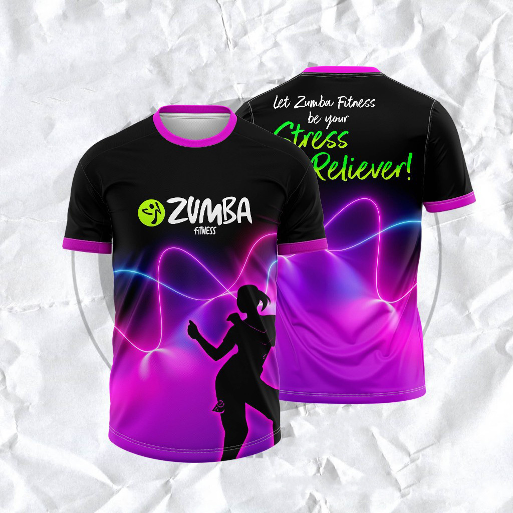 Love Zumba Summer 3D พิมพ์ Zumbawear เสื้อยืดแขนสั้นระบายอากาศรอบคอด้านบน