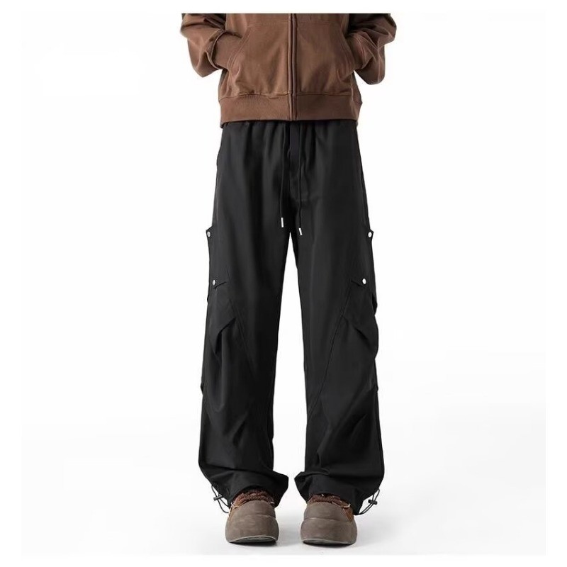 ม-8เอ็กแอล แฟชั่นญี่ปุ่นขากว้างกางเกงคาร์โก้ผู้ชายที่เรียบง่ายสบายๆหลวมขนาดบวกกางเกงขายาว