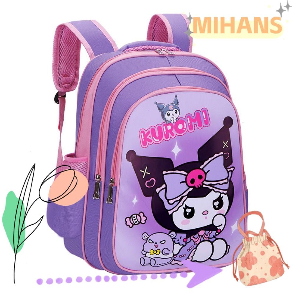 Mih กระเป๋าเป้สะพายหลังเด็ก, Kuromi ความจุขนาดใหญ่ Sanrio นักเรียนกระเป๋านักเรียน,ไนลอนกันน้ําโรงเรียนประถมกระเป๋าหนังสือโรงเรียนอนุบาล