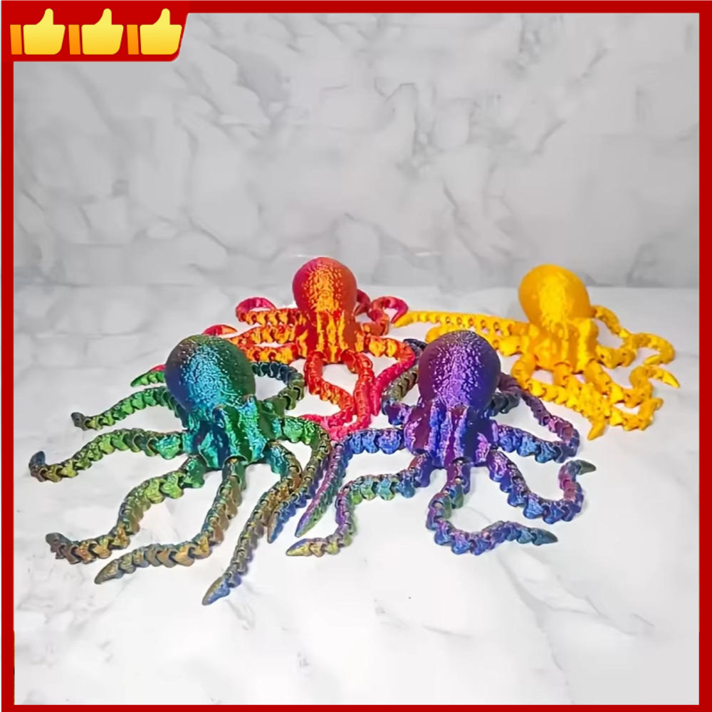 1 ชิ้น Vibrant 3D พิมพ์ Octopus ตุ๊กตาข้อต่อสําหรับอเนกประสงค์ตกแต่ง - ชั้นวางหนังสือ, ห้องนั่งเล่น, สํานักงาน, ตู้, Tableto