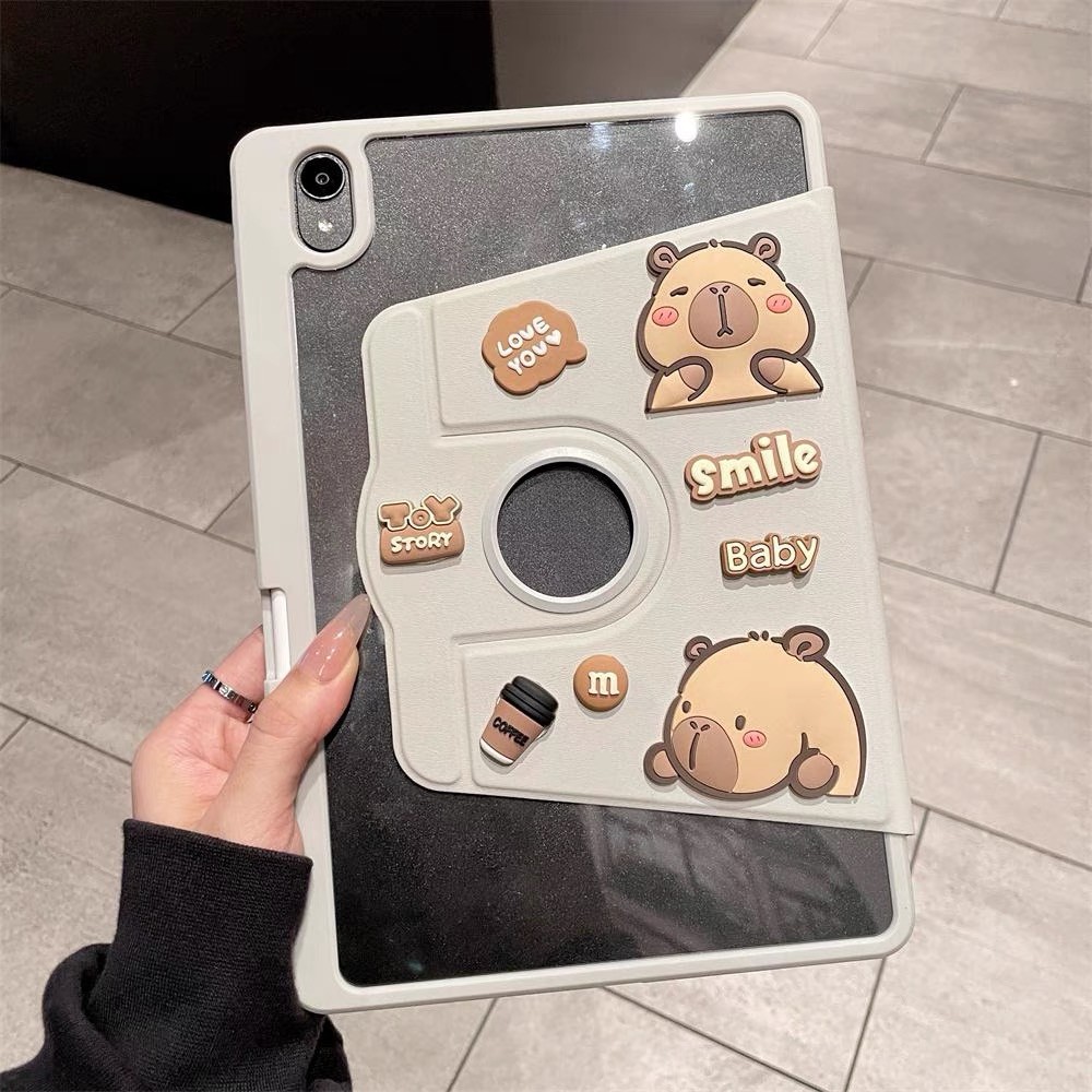 เคสสําหรับไอแพด หมุนได้360 องศา สําหรับ iPad Gen10 2022 Gen7 Gen8 Gen9 10.2 Air4 Air5 10.9 หลังโปร่งใส มีช่องใส่ปากกา