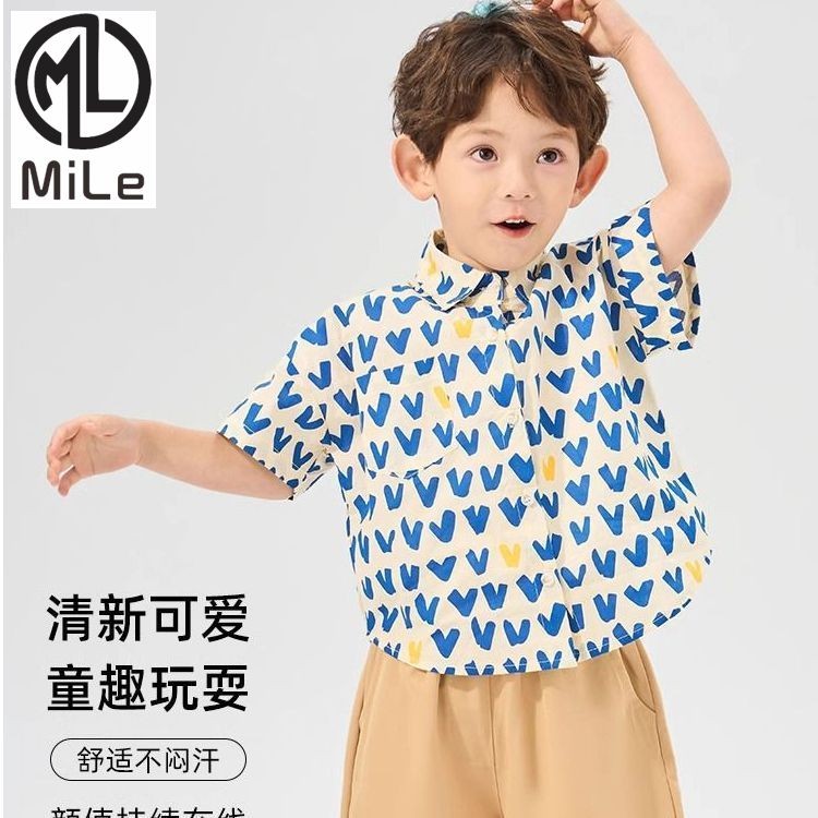 [มล] 90-150ซม เด็กเสื้อฤดูร้อนรูปแบบใหม่ทารกเสื้อผ้าฤดูร้อนชายแขนสั้นเสื้อผ้าลําลองแฟชั่นสไตล์เกาหลีดอกไม้