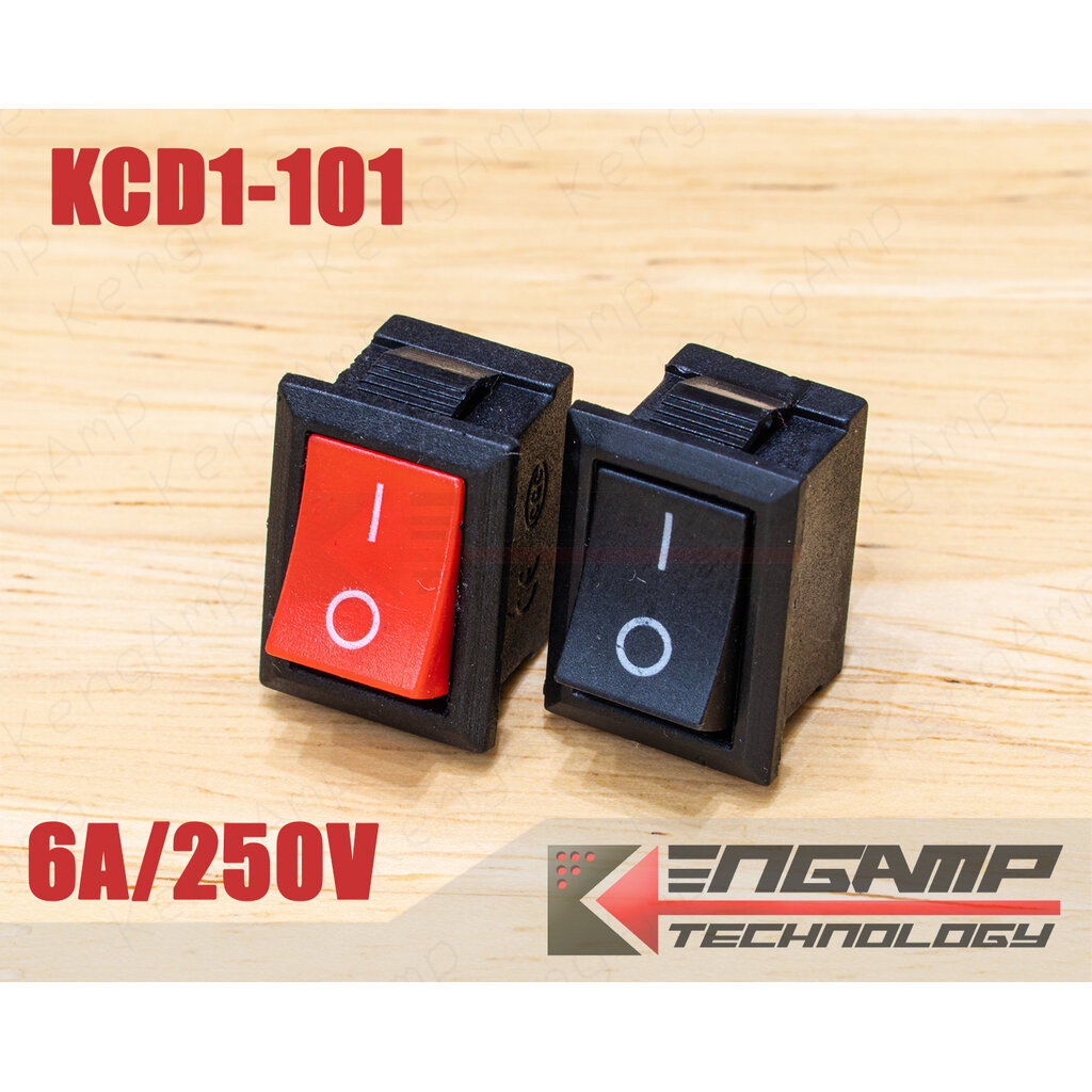 (10ตัว) KCD1-101 เกรดทั่วไป สวิตซ์กระดก ON-OFF 2ขา ขนาด 15x21mm 6A/250Vac