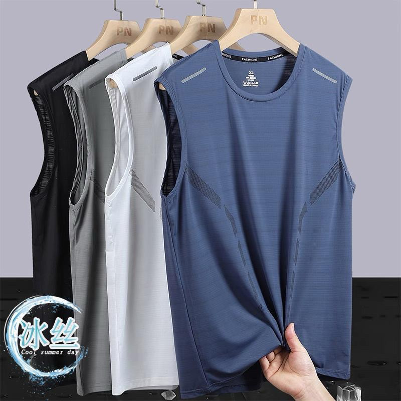 เสื้อกั๊กกีฬาผู้ชาย เสื้อกั๊กออกกําลังกายผู้ชายผ้าเรยอน แบบบาง ระบายอากาศได้ดี  เหมาะกับการเล่นกีฬา ฟิตเนส บาสเก็ตบอล