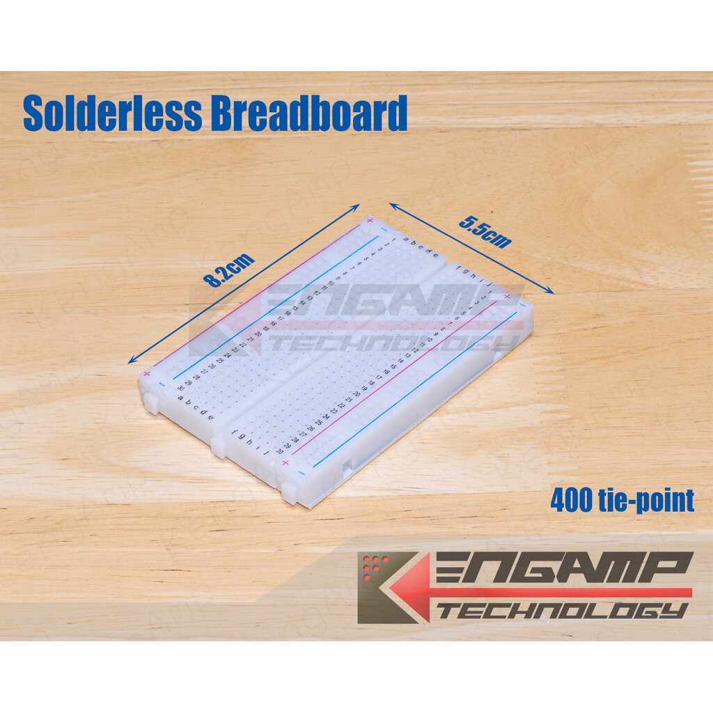 (1แผ่น) [KIT] โฟโต้บอร์ด บอร์ดทดลองวงจร Solderless Breadboard 400จุด ขนาด 8.2×5.5cm – โปรปัง